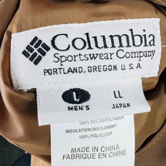 Columbia Jacket Mens Large Reversible Camo Duck Hunting Bomber Brown Nylon Down - Picture 10 of 11